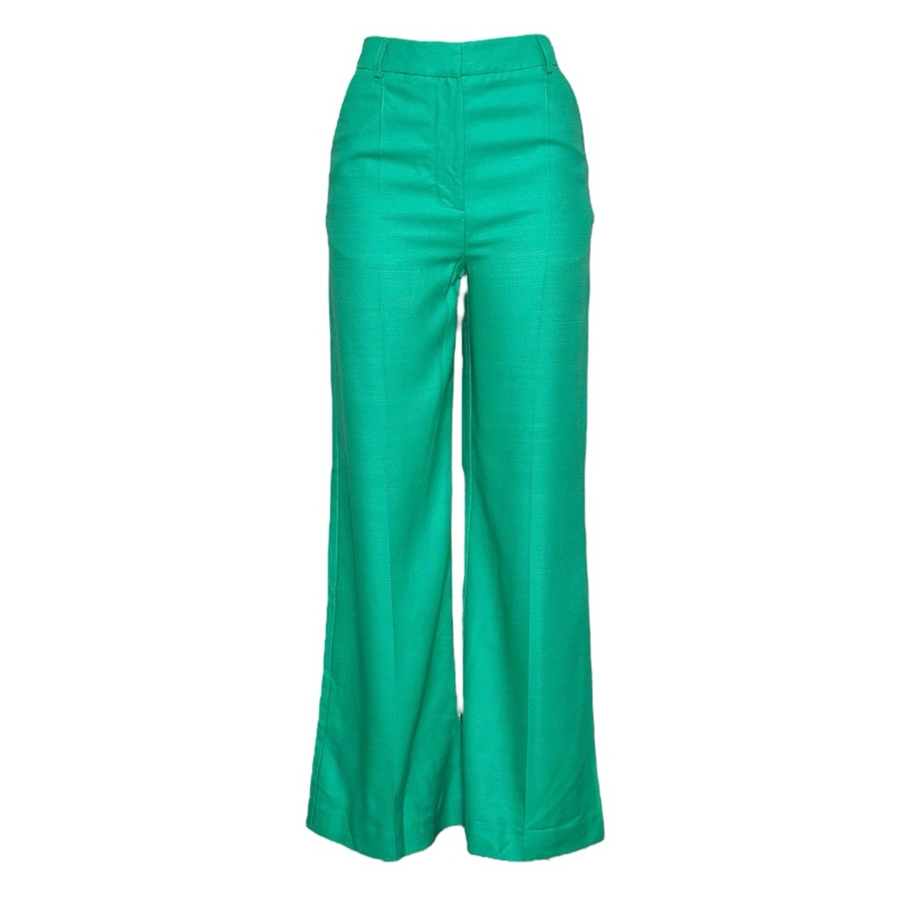 Sezane Emerald Green Wide-Leg Pants